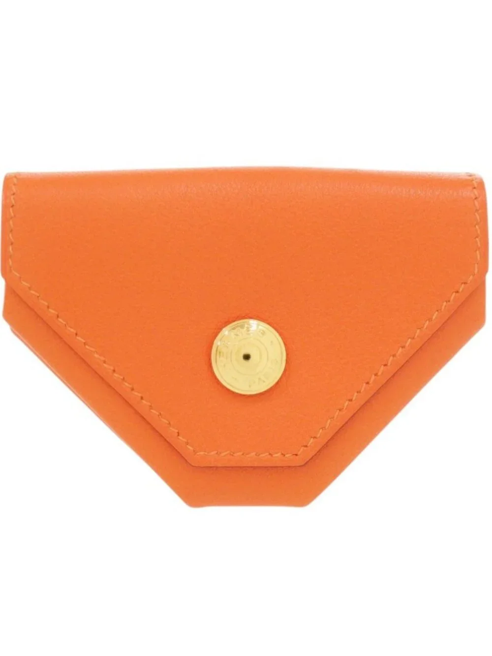 Hermes Levain Quatre Vo Garibaldi Orange Gold Coin Case